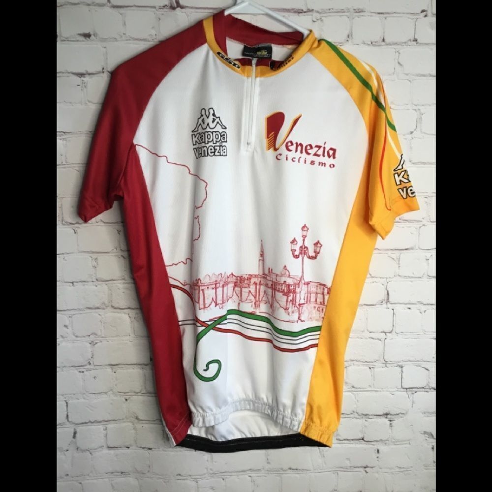 Men's GSG short sleeve Venezia‎ print 1/3 Zip cycling jersey size medium.